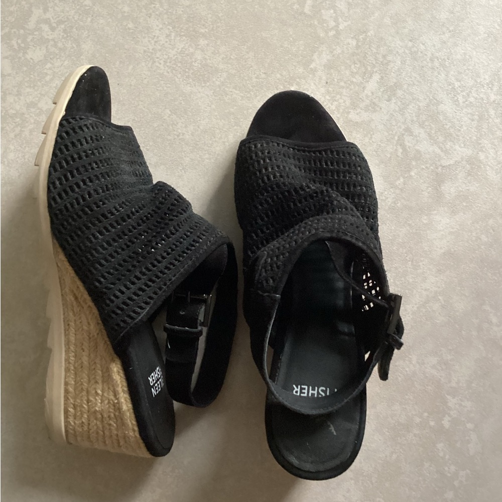 ♦️ EILEEN FISHER Sandals 7.5 Aura Sling Back Espadrilles Wedges EUC - Picture 7 of 8